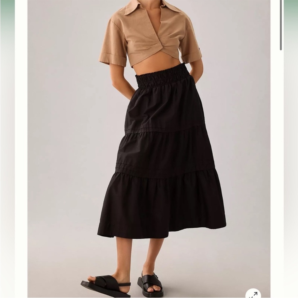 Anthropologie Black Tiered Maxi Skirt
